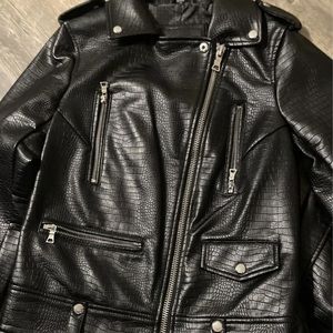 GUESS Embossed Croc Faux-Leather Moto Jacket Size XS